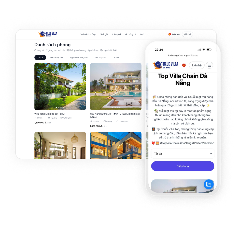 Website đặt phòng trực tiếp