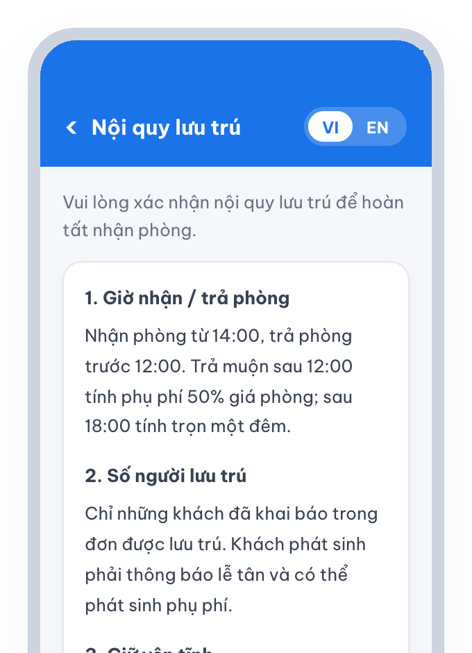 Màn hình ký xác nhận nội quy